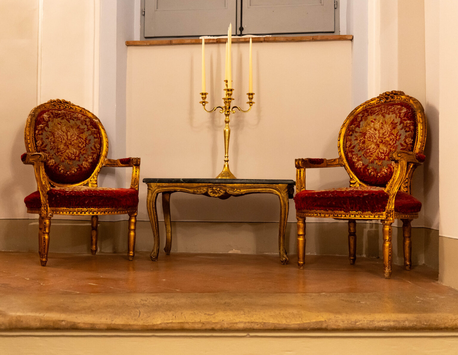 Chairs on the Hotel Stairs